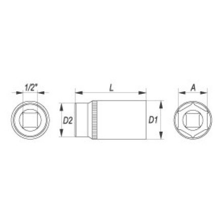 Nástavec 1/2" 11 mm šetihranný hluboký, YT-1224