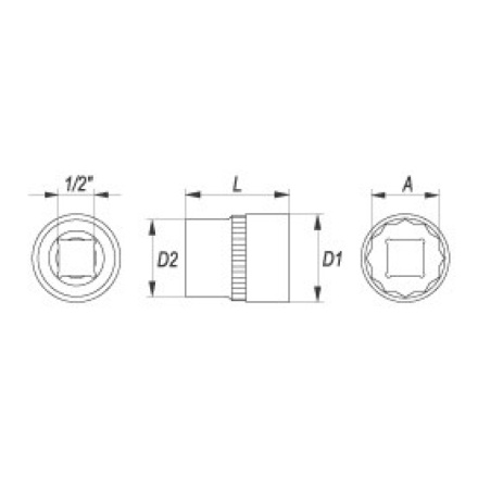 Nástavec 1/2" 32 mm dvanáctihranný, YT-1292