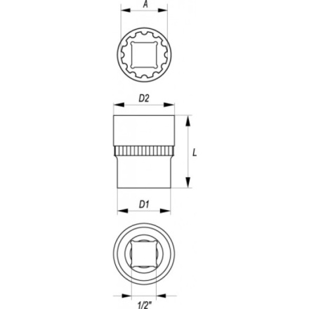 Nástavec 1/2" 20 mm vícezubý, YT-1472