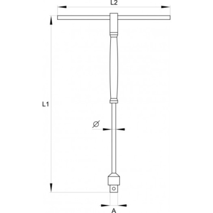 Klíč nástrčný 1/2" (12,7 mm) s rukojetí typ "T", YT-1567