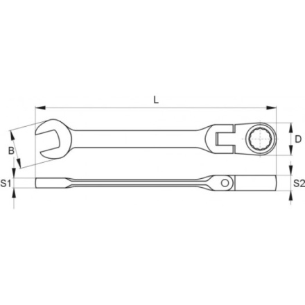 Klíč očkoplochý ráčnový 10 mm s kloubem, YT-1676