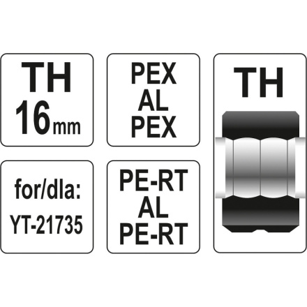 Náhradní čelisti k lisovacím kleštím YT-21735 typ TH 16mm, YT-21744