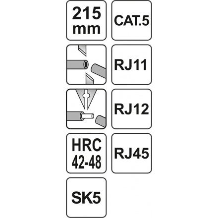 Kleště konektorové telefonní/datové RJ45,RJ11,RJ12, YT-22422