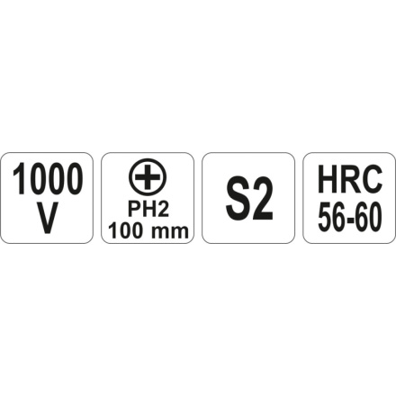 Šroubovák křížový PH2 x 100 mm izolovaný 1kV, YT-2823