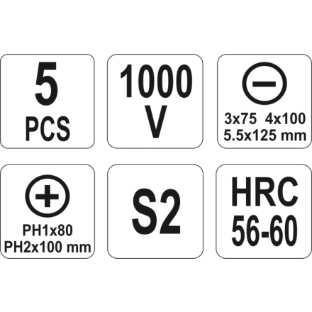 Sada šroubováků 5 ks izolované 1kV, YT-2827