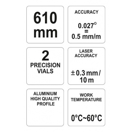 Vodováha digitální 610 mm s laserem, YT-30400