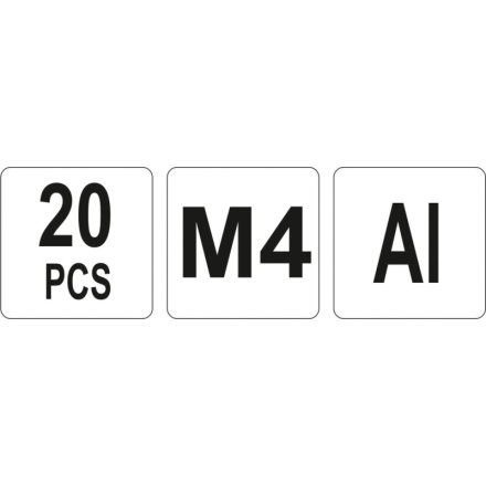 Nýtovací matice hliníková M4, 20ks, YT-36452