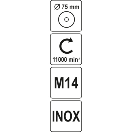 Kartáč drátěný čelní M14 x 75 mm INOX, YT-4768