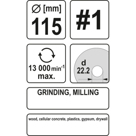 Rotační rašple úhlová hrubá 115 mm typ 1, YT-59166