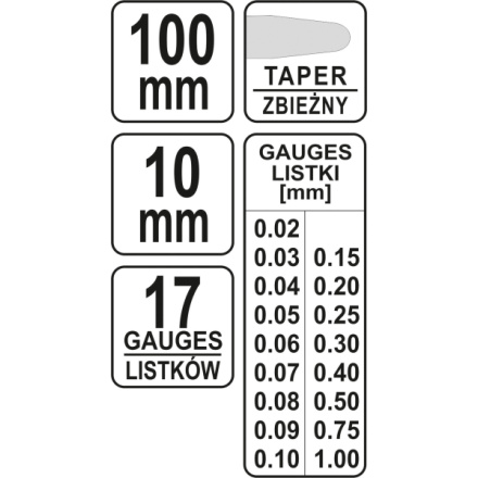 Měrka na spáry 100 x 10 mm 17 ks, YT-7220