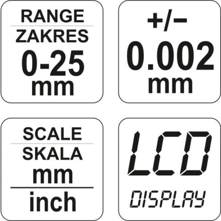 Mikrometr digitální 0-25mm, YT-72305