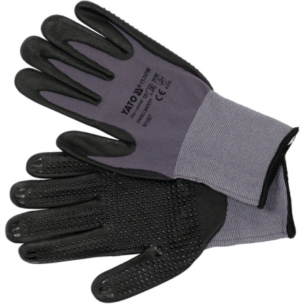 Pracovní rukavice nylon/nitril vel.10 černé, YT-74759