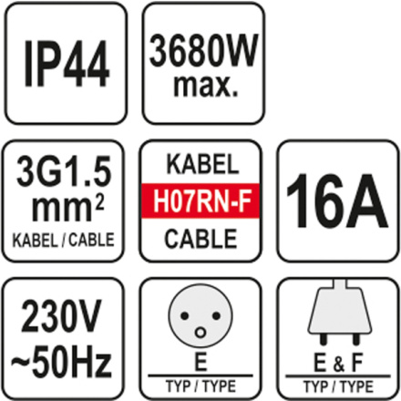 Prodlužovací kabel s gumovou izolací 20m -3zásuvky, YT-81162