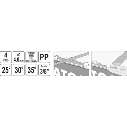 Sada pro ostření pilových řetězů 4,0mm, YT-85040