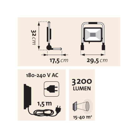 reflektor LED, 3200lm, se stojanem 43243