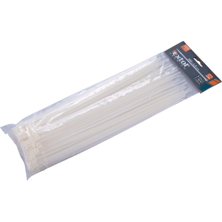 pásky stahovací na kabely bílé, 300x4,8mm, 100ks, nylon PA66 8856112