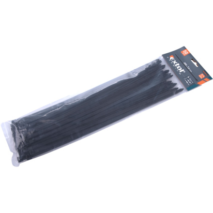 pásky stahovací na kabely černé, 380x7,6mm, 50ks, nylon PA66 8856170