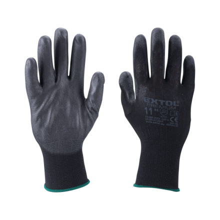 rukavice z polyesteru polomáčené v PU, černé, velikost 8" 8856635
