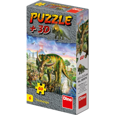 Puzzle s figurkou dinosaura: Triceratops 60 dílků 115852