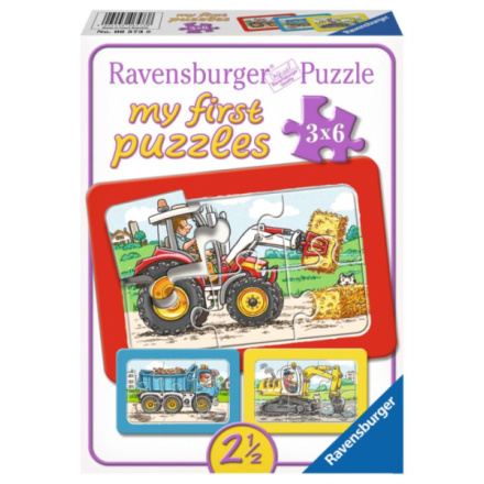 RAVENSBURGER Moje první puzzle Stavební stroje 3x6 dílků 117982