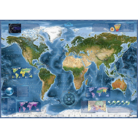 HEYE Puzzle Satelitní mapa světa 2000 dílků 119075
