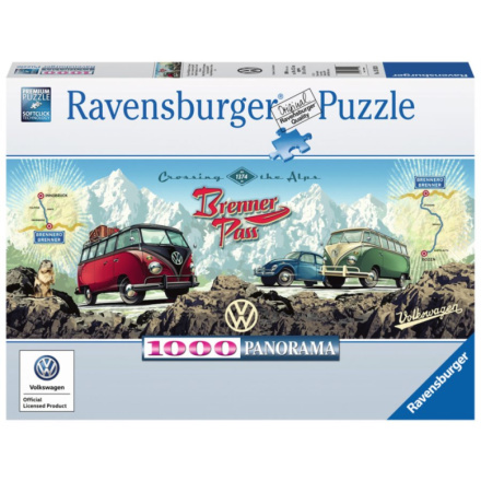 RAVENSBURGER Panoramatické puzzle Přes Alpy s VW 1000 dílků 122261