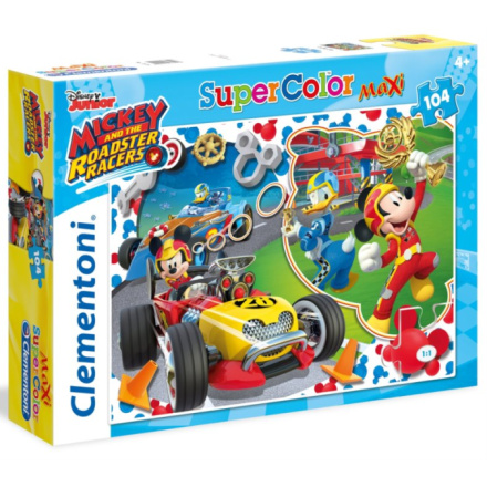 CLEMENTONI Puzzle Mickey Mouse: Na závodním okruhu MAXI 104 dílků 122712