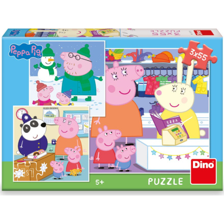 DINO Puzzle Prasátko Peppa 3x55 dílků 122743