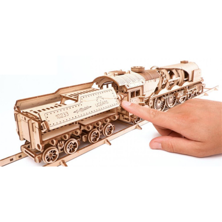 UGEARS 3D puzzle Lokomotiva V-Express s vagónem 538 dílků 124595