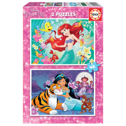 EDUCA Puzzle Disney princezny: Ariel a Jasmína 2x48 dílků 126083