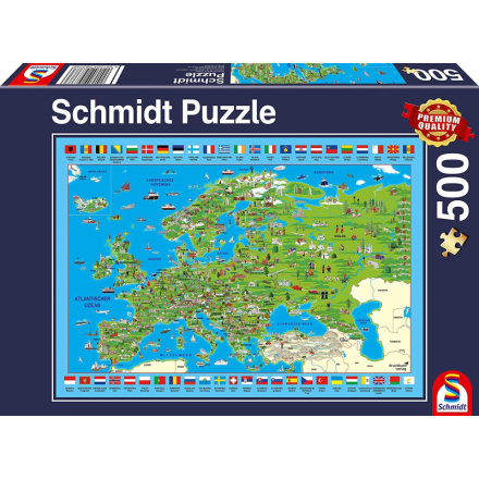 SCHMIDT Puzzle Ilustrovaná mapa Evropy 500 dílků 129846