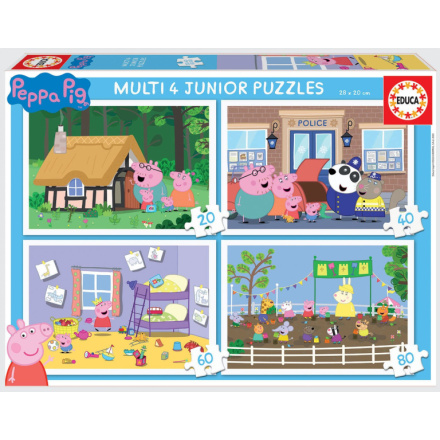 EDUCA Puzzle Prasátko Peppa 4v1 (20,40,60,80 dílků) 134645