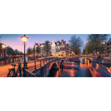 RAVENSBURGER Panoramatické puzzle Večer v Amsterdamu 1000 dílků 138778