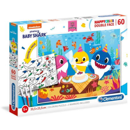 CLEMENTONI Oboustranné puzzle Baby Shark: Oslava 60 dílků 139591