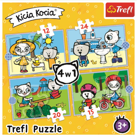 TREFL Puzzle Kicia Kocia: Den kočičky 4v1 (12,15,20,24 dílků) 140419