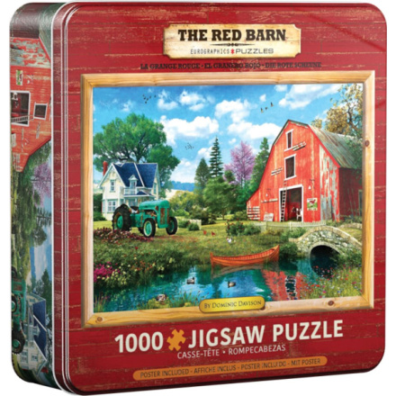 EUROGRAPHICS Puzzle v plechové krabičce Červená stodola 1000 dílků 140792