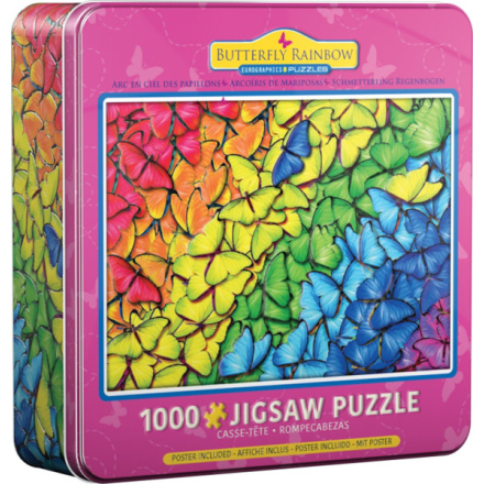 EUROGRAPHICS Puzzle v plechové krabičce Motýlí duha 1000 dílků 140793