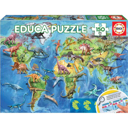 EDUCA Puzzle Mapa světa s dinosaury 150 dílků 141916