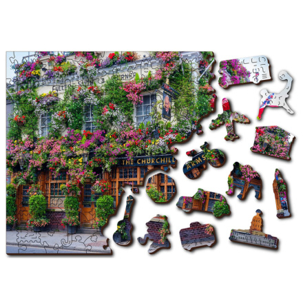 WOODEN CITY Dřevěné puzzle Londýnská hospoda 2v1, 75 dílků EKO 141956