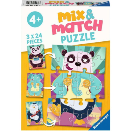 Puzzle Mix&Match: Legrační zvířátka 3x24 dílků 142932