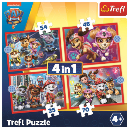 TREFL Puzzle Tlapková patrola ve městě 4v1 (35,48,54,70 dílků) 143122