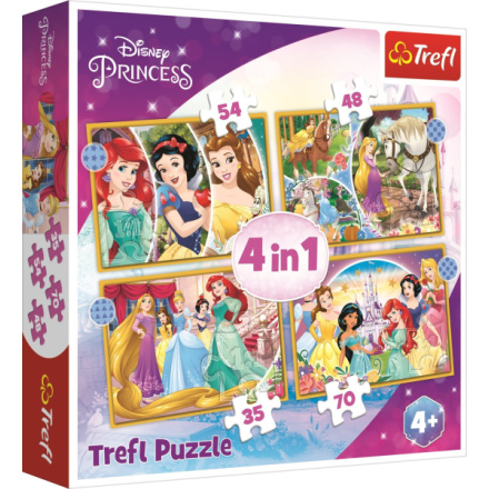 TREFL Puzzle Disney princezny: Šťastný den 4v1 (35,48,54,70 dílků) 143125