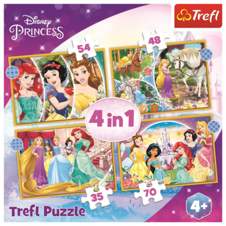 TREFL Puzzle Disney princezny: Šťastný den 4v1 (35,48,54,70 dílků) 143125