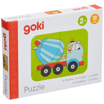 GOKI Dřevěné puzzle dvojice Dopravní prostředky 6x2 dílků 143809