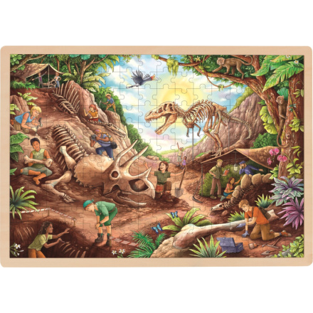 GOKI Dřevěné puzzle Dinosauří vykopávky 192 dílků 145079