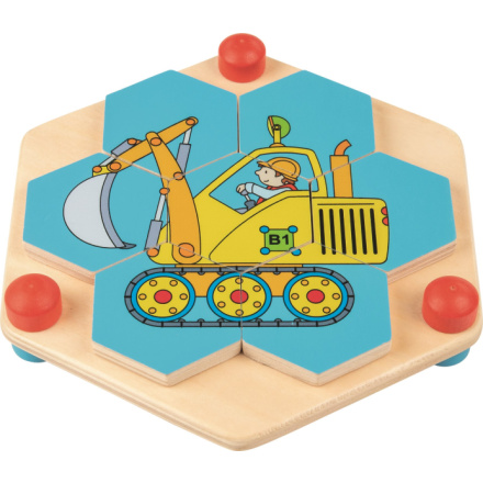 GOKI Puzzle hexagon Stavební stroje 145088