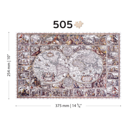 WOODEN CITY Dřevěné puzzle Mapa doby objevů 2v1, 505 dílků EKO 145437