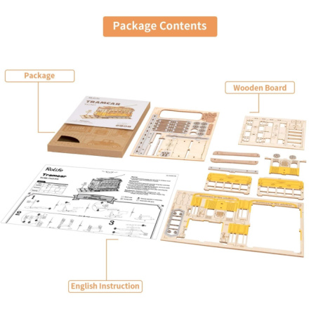 ROBOTIME Rolife 3D dřevěné puzzle Tramvaj 145 dílků 145768