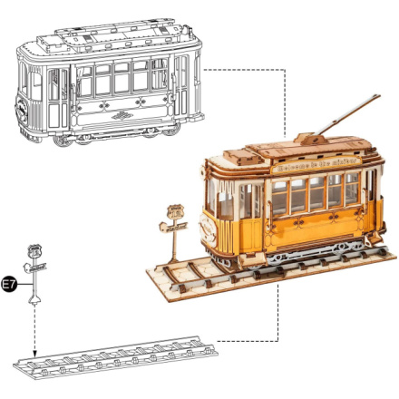 ROBOTIME Rolife 3D dřevěné puzzle Tramvaj 145 dílků 145768