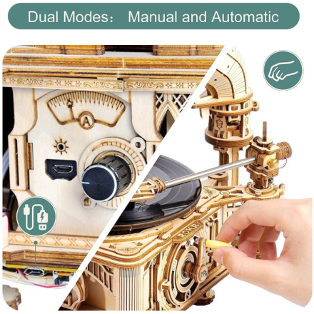ROBOTIME Rokr 3D dřevěné puzzle Klasický gramofon 424 dílků 145787